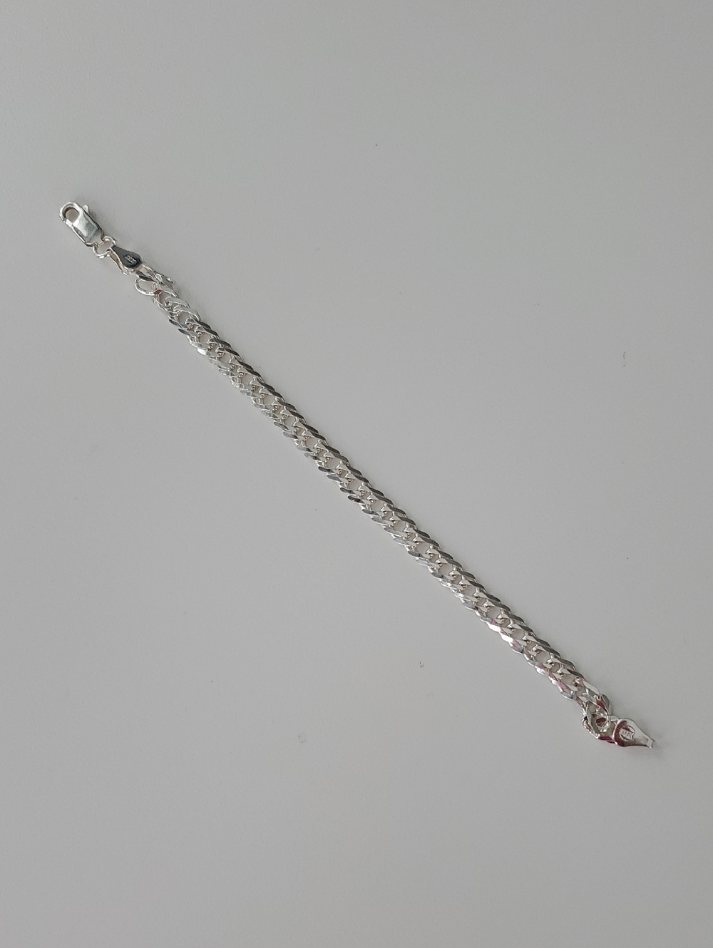 925 ITALY Sterling Silver Flat Curb Bracelet - Silver